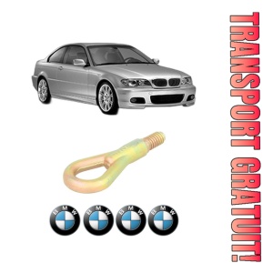 Cui carlig remorcare, tractare auto BMW Seria 3 Coupe (E46) din 1998-2006, Otel, Cri-Flo, 4 Stickere cu BMW