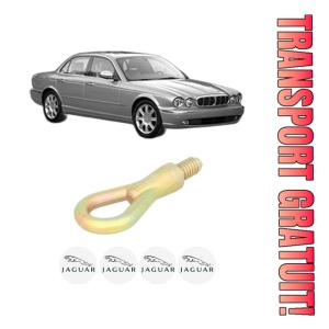Cui carlig remorcare, tractare auto JAGUAR XJ (X350, X358) din 2003-2009, Otel, Cri-Flo, 4 Stickere cu JAGUAR - Img 1