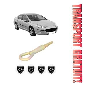 Cui carlig remorcare, tractare auto PEUGEOT 407 (6D_) din 2004-2011, Otel, Cri-Flo, 4 Stickere cu PEUGEOT