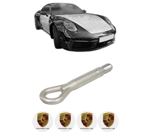 Cui carlig remorcare, tractare auto PORSCHE 911 (992) din 2019-2024, Otel, Cri-Flo, 4 Stickere cu PORSCHE - Img 2