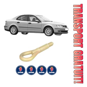 Cui carlig remorcare, tractare auto SAAB 9-3 (YS3F, E79, D79, D75) din 2002-2015, Otel, Cri-Flo, 4 Stickere cu SAAB