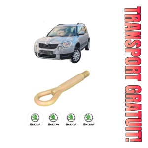 Cui carlig remorcare, tractare auto SKODA YETI (5L) din 2009-2017, Otel, Cri-Flo, 4 Stickere cu SKODA