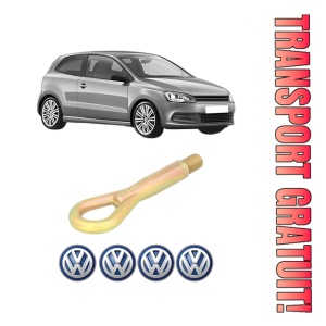 Cui carlig remorcare, tractare auto Volkswagen POLO V (6R1, 6C1) din 2009-2022, Otel, Cri-Flo, 4 Stickere cu Volkswagen