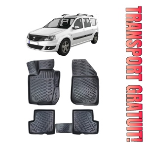 Dacia Logan I Mcv 2004-2012 Set 4 covorase auto din cauciuc tip tavita premium line 3D