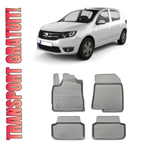 Dacia Sandero III, Hatchback, Din 01.2021 - Prezent , Set Covorase Auto Tip Tavita Premium 3D, din cauciuc