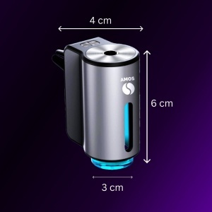 Difuzor parfum auto AMOS Mini, 3 seturi rezerve parfum 21 arome, odorizant inteligent, arome intense, 3 trepte intensitate - Img 6