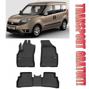 Fiat Doblo II Din 2010 - Prezent, Van , Set Covorase Auto Tip Tavita Premium 3D, din cauciuc