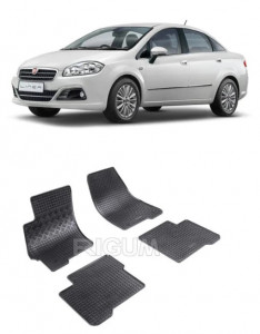 Fiat Linea, Sedan, fabricat din 06.2007 - 11.2018, set covorase auto dedicate, din cauciuc 100% Premium accesorii pentru autoturismul tau - masina v159056