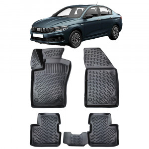 Fiat Tipo Sedan 2015-2025 Set 4 covorase auto din cauciuc tip tavita premium line 3D