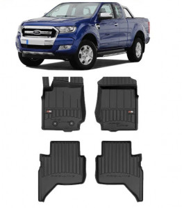 Ford Ranger, Pick-Up, Din 2018 - Prezent , Set Covorase Auto Tip Tavita Premium 3D, din cauciuc accesorii pentru autoturismul tau - masina v171619