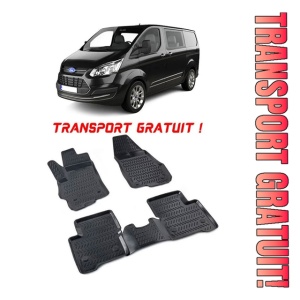 Ford Transit Custom 2012-2023 Set 3 Covorase Auto (Fata) Cauciuc Tip tavita Premium Line 3D - Transport Gratuit!