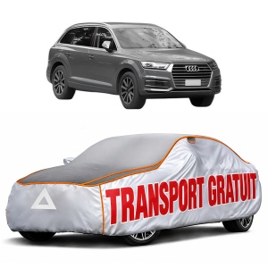 Husa Prelata Antigrindina Auto AUDI Q7 (4MB, 4MG, 4MQ) din 2015-2020, Protectie auto contra intemperiilor la grindina, Waterproof, 4x Stickere auto AUDI