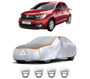 Husa Prelata Antigrindina Auto DACIA LOGAN II din 2012-2019, Protectie auto contra intemperiilor la grindina, Waterproof, 4x Stickere auto DACIA - Img 2