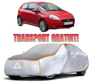Husa Prelata Antigrindina Auto FIAT GRANDE PUNTO (199_) din 2005-2015, Protectie auto contra intemperiilor la grindina, Waterproof, 4x Stickere auto FIAT