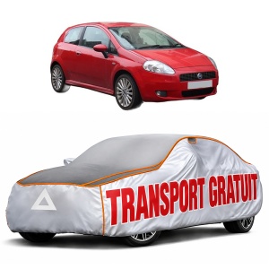 Husa Prelata Antigrindina Auto FIAT GRANDE PUNTO (199_) din 2005-2015, Protectie auto contra intemperiilor la grindina, Waterproof, 4x Stickere auto FIAT