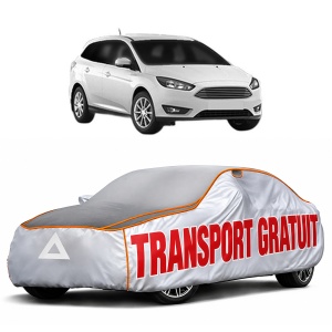 Husa Prelata Antigrindina Auto FORD FOCUS III Estate Van din 2012-2020, Protectie auto contra intemperiilor la grindina, Waterproof, 4x Stickere auto FORD