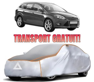 Husa Prelata Antigrindina Auto FORD FOCUS III Turnier din 2010-2020, Protectie auto contra intemperiilor la grindina, Waterproof, 4x Stickere auto FORD