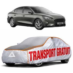 Husa Prelata Antigrindina Auto FORD FOCUS IV Saloon (HM) din 2018, Protectie auto contra intemperiilor la grindina, Waterproof, 4x Stickere auto FORD