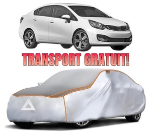 Husa Prelata Antigrindina Auto KIA RIO III Saloon (UB) din 2011-2017, Protectie auto contra intemperiilor la grindina, Waterproof, 4x Stickere auto KIA