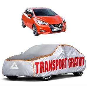 Husa Prelata Antigrindina Auto NISSAN MICRA V (K14) din 2016-2023, Protectie auto contra intemperiilor la grindina, Waterproof, 4x Stickere auto NISSAN