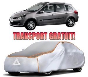 Husa Prelata Antigrindina Auto RENAULT CLIO III Grandtour (KR0/1_) din 2007-2014, Protectie auto contra intemperiilor la grindina, Waterproof, 4x Stickere auto RENAULT