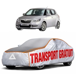 Husa Prelata Antigrindina Auto SKODA FABIA II (542) din 2006-2014, Protectie auto contra intemperiilor la grindina, Waterproof, 4x Stickere auto SKODA