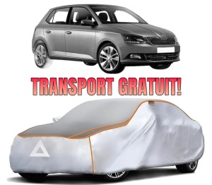 Husa Prelata Antigrindina Auto SKODA FABIA IV (PJ3) din 2021, Protectie auto contra intemperiilor la grindina, Waterproof, 4x Stickere auto SKODA