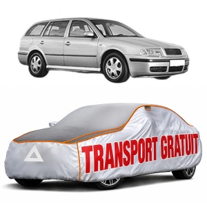 Husa Prelata Antigrindina Auto SKODA Octavia I Combi (1U5) din 1998-2010, Protectie auto contra intemperiilor la grindina, Waterproof, 4x Stickere auto SKODA