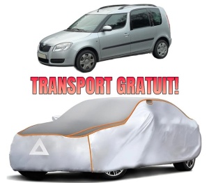 Husa Prelata Antigrindina Auto SKODA ROOMSTER Praktik (5J) din 2007-2015, Protectie auto contra intemperiilor la grindina, Waterproof, 4x Stickere auto SKODA