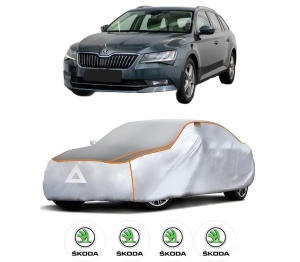 Husa Prelata Antigrindina Auto SKODA SUPERB III Estate (3V5) din 2015-2024, Protectie auto contra intemperiilor la grindina, Waterproof, 4x Stickere auto SKODA - Img 2