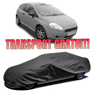 Husa prelata auto pentru FIAT GRANDE PUNTO (199_) 2005 - 2015, culoare negru, material textil impermeabil, rezistanta la intemperii praf UV, CARPASSION Husa Protectie