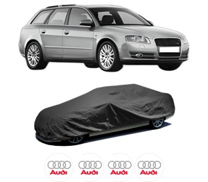Husa tip prelata auto AUDI A4 B7 Avant (8ED) din 2004-2008, Culoare Negru, material textil impermeabil, rezistanta la intemperii praf UV, CARPASSION Husa Protectie, 4 Stickere auto cu AUDI - Img 2