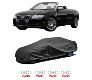 Husa tip prelata auto AUDI A4 B7 Convertible (8HE) din 2005-2009, Culoare Negru, material textil impermeabil, rezistanta la intemperii praf UV, CARPASSION Husa Protectie, 4 Stickere auto cu AUDI - Img 2