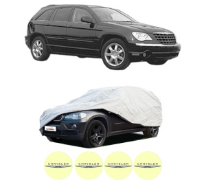 Husa tip prelata auto CHRYSLER PACIFICA din 2003-2008, Culoare Gri, material textil impermeabil, rezistanta la intemperii praf UV, CARPASSION Husa Protectie, 4 Stickere auto cu CHRYSLER - Img 2