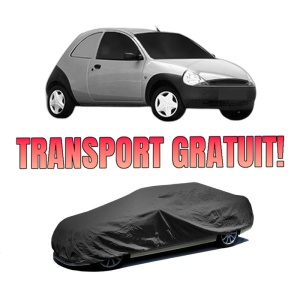 Husa tip prelata auto FORD KA Van (RB) din 2002-2004, Culoare Negru, material textil impermeabil, rezistanta la intemperii praf UV, CARPASSION Husa Protectie, 4 Stickere auto cu FORD