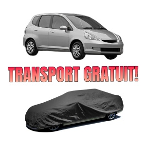 Husa tip prelata auto HONDA JAZZ II (GD_, GE3, GE2) din 2002-2008, Culoare Negru, material textil impermeabil, rezistanta la intemperii praf UV, CARPASSION Husa Protectie, 4 Stickere auto cu HONDA