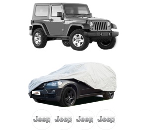 Husa tip prelata auto JEEP WRANGLER III (JK) din 2006-2015, Culoare Gri, material textil impermeabil, rezistanta la intemperii praf UV, CARPASSION Husa Protectie, 4 Stickere auto cu JEEP - Img 2