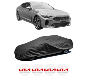 Husa tip prelata auto KIA STINGER (CK) din 2017-2018, Culoare Negru, material textil impermeabil, rezistanta la intemperii praf UV, CARPASSION Husa Protectie, 4 Stickere auto cu KIA - Img 2