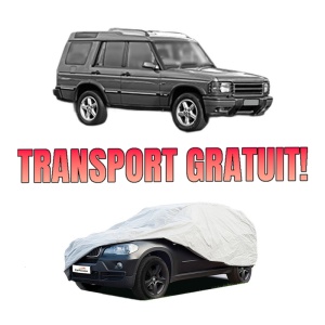 Husa tip prelata auto LAND ROVER DISCOVERY II (L318) din 1998-2004, Culoare Gri, material textil impermeabil, rezistanta la intemperii praf UV, CARPASSION Husa Protectie, 4 Stickere auto cu LAND ROVER - Img 1