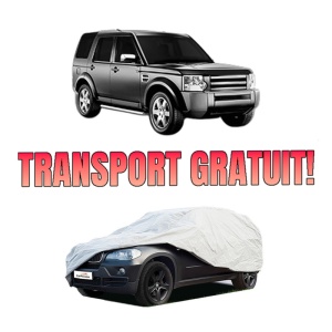 Husa tip prelata auto LAND ROVER DISCOVERY III VAN (L319) din 2007-2009, Culoare Gri, material textil impermeabil, rezistanta la intemperii praf UV, CARPASSION Husa Protectie, 4 Stickere auto cu LAND ROVER
