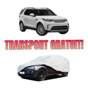 Husa tip prelata auto LAND ROVER DISCOVERY V VAN (L462) din 2016-2018, Culoare Gri, material textil impermeabil, rezistanta la intemperii praf UV, CARPASSION Husa Protectie, 4 Stickere auto cu LAND ROVER