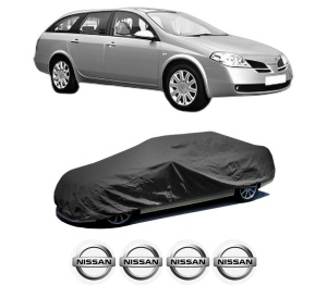 Husa tip prelata auto NISSAN PRIMERA Estate (WP12) din 2001-2007, Culoare Negru, material textil impermeabil, rezistanta la intemperii praf UV, CARPASSION Husa Protectie, 4 Stickere auto cu NISSAN - Img 2