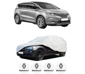 Husa tip prelata auto RENAULT ESPACE V (JR_) din 2015-2023, Culoare Gri, material textil impermeabil, rezistanta la intemperii praf UV, CARPASSION Husa Protectie, 4 Stickere auto cu RENAULT - Img 2