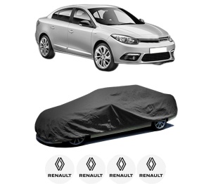 Husa tip prelata auto RENAULT FLUENCE (L3_) din 2010-2015, Culoare Negru, material textil impermeabil, rezistanta la intemperii praf UV, CARPASSION Husa Protectie, 4 Stickere auto cu RENAULT - Img 2