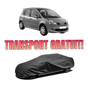 Husa tip prelata auto RENAULT MODUS / GRAND MODUS (F/JP0_) din 2004-2012, Culoare Negru, material textil impermeabil, rezistanta la intemperii praf UV, CARPASSION Husa Protectie, 4 Stickere auto cu RENAULT