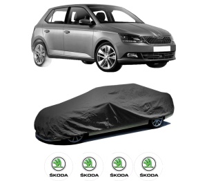 Husa tip prelata auto SKODA FABIA IV (PJ3) din 2021, Culoare Negru, material textil impermeabil, rezistanta la intemperii praf UV, CARPASSION Husa Protectie, 4 Stickere auto cu SKODA - Img 2
