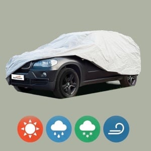 Husa tip prelata auto TOYOTA LAND CRUISER VAN (_J15_) din 2011, Culoare Gri, material textil impermeabil, rezistanta la intemperii praf UV, CARPASSION Husa Protectie, 4 Stickere auto cu TOYOTA - Img 6