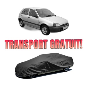 Husa tip prelata auto TOYOTA STARLET (_P9_) din 1996-1999, Culoare Negru, material textil impermeabil, rezistanta la intemperii praf UV, CARPASSION Husa Protectie, 4 Stickere auto cu TOYOTA