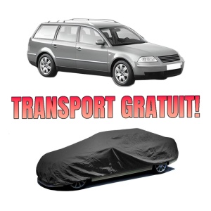 Husa tip prelata auto Volskwagen PASSAT B5.5 Variant (3B6) din 2000-2005, Culoare Negru, material textil impermeabil, rezistanta la intemperii praf UV, CARPASSION Husa Protectie, 4 Stickere auto cu Volskwagen