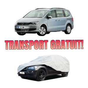 Husa tip prelata auto Volskwagen SHARAN VAN (7N1, 7N2) din 2010-2015, Culoare Gri, material textil impermeabil, rezistanta la intemperii praf UV, CARPASSION Husa Protectie, 4 Stickere auto cu Volskwagen